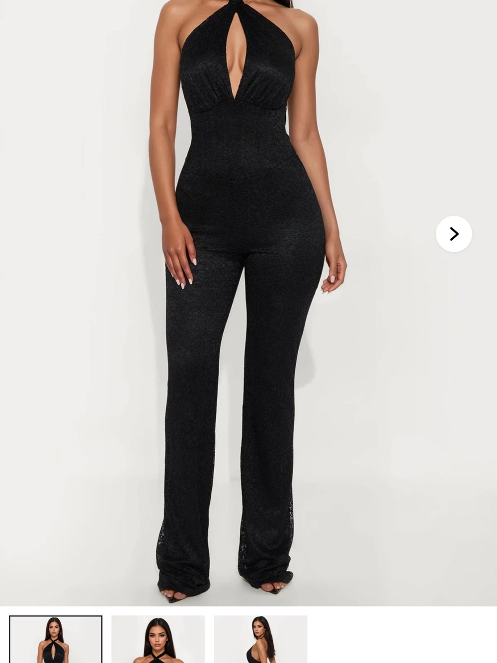 Fashion Nova Black Halter Keyhole Glitter Jumpsuit